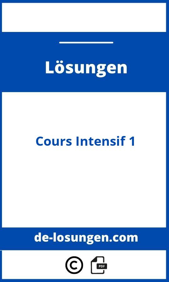 Cours Intensif 1 Lösungen