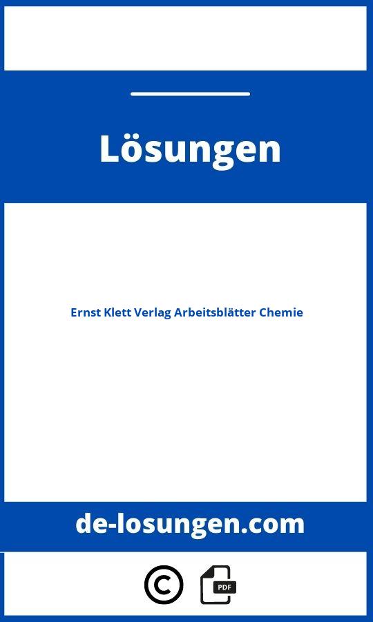 Ernst Klett Verlag Arbeitsblätter Chemie Lösungen