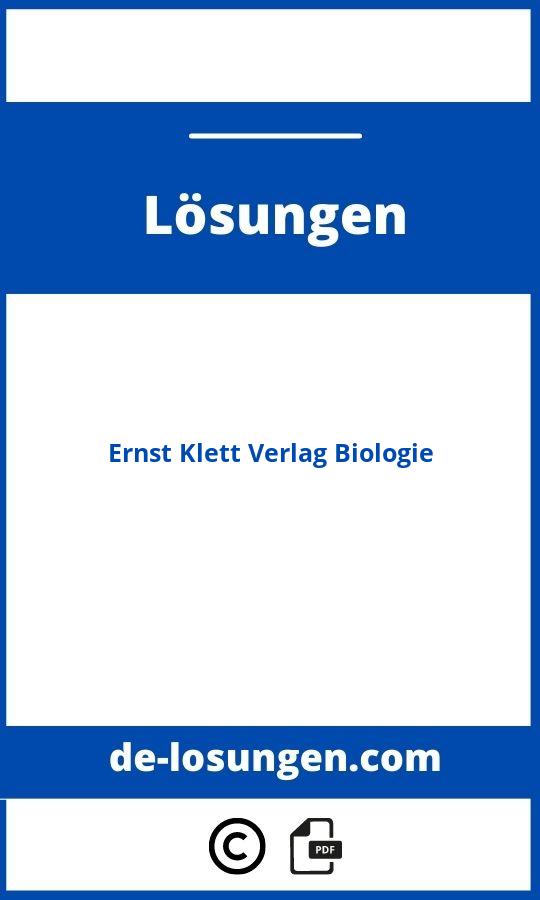 Ernst Klett Verlag Biologie Lösungen
