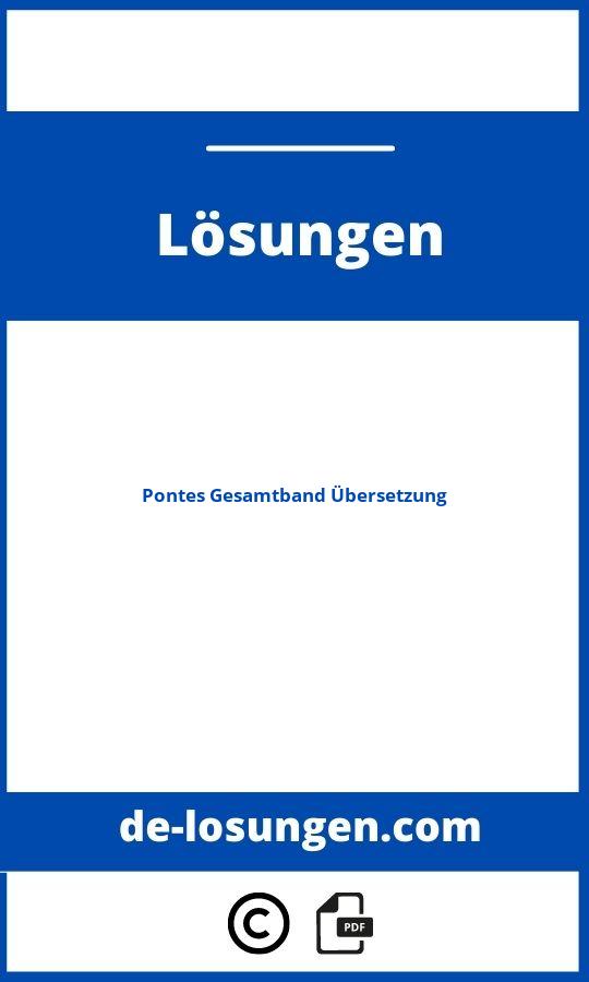 Pontes Gesamtband Lösungen Übersetzung